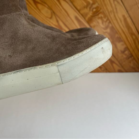 J/Slides Antonia Faux Fur Lined Waterproof Suede Tall Boot Taupe - Picture 5 of 6